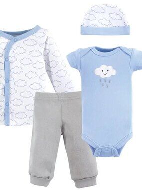 Preemie Baby Boy Blue Clouds 4pc Outfit NWT